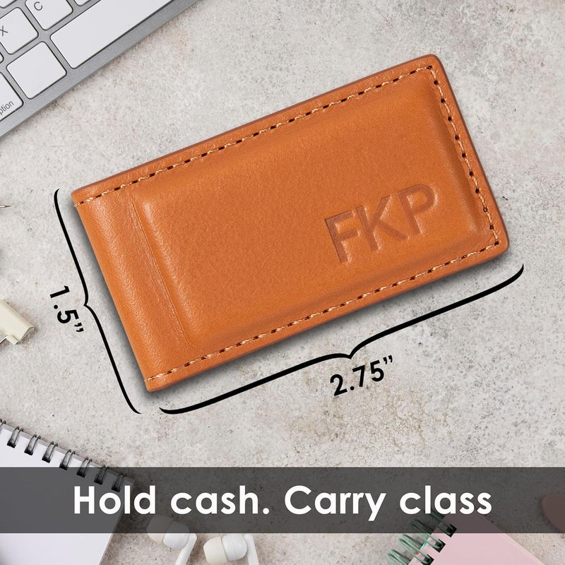 NORTHWIND Personalized Magnetic Leather Money Clip – Full Grain Leather Slim Wallet – Handmade in USA – Minimalist Cash Holder - Image 4